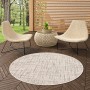 Runder, melierter Snapstyle In & Outdoor Teppich Oslo in Creme und Schwarz, 200 cm Durchmesser.