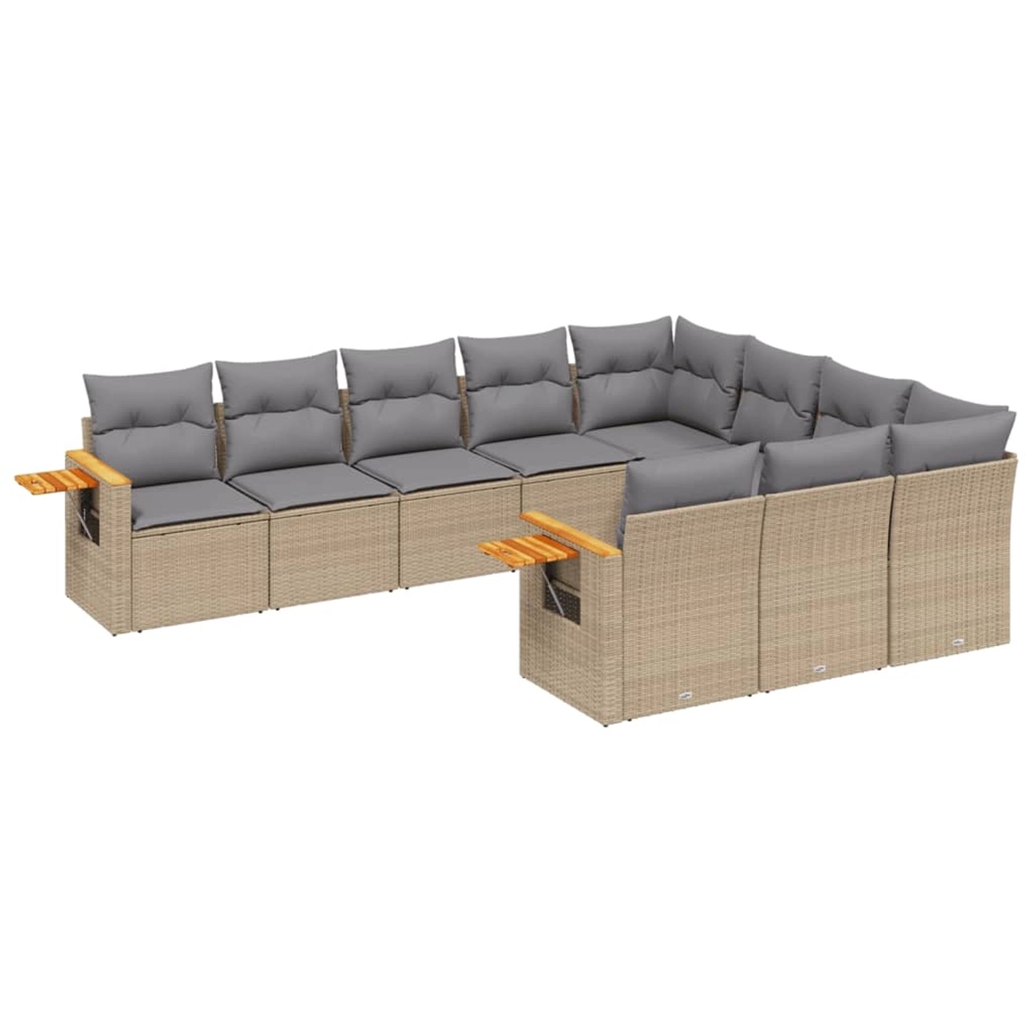 vidaXL 10-Tlg Garten-Sofagarnitur mit Kissen Beige Poly Rattan 3227179 günstig online kaufen