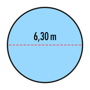Illustration einer runden Poolabdeckplane, Durchmesser 6,30m.
