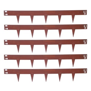 Relaxdays Rasenkante Cortenstahl Braun Flexibel 5er Set 16 cm x 100 cm x 0,2 cm