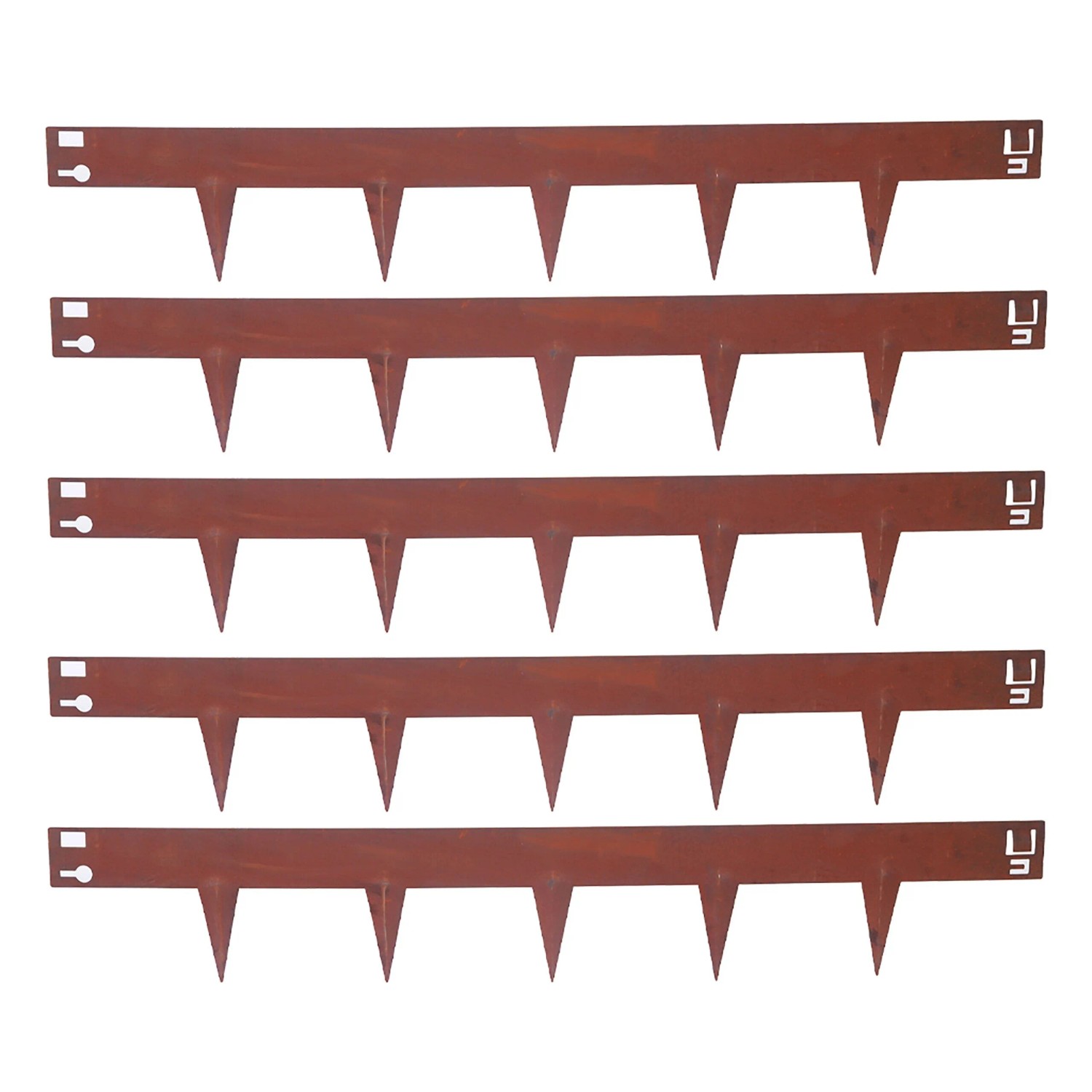 Relaxdays Rasenkante Cortenstahl Braun Flexibel 5er Set 16 cm x 100 cm x 0,2 cm