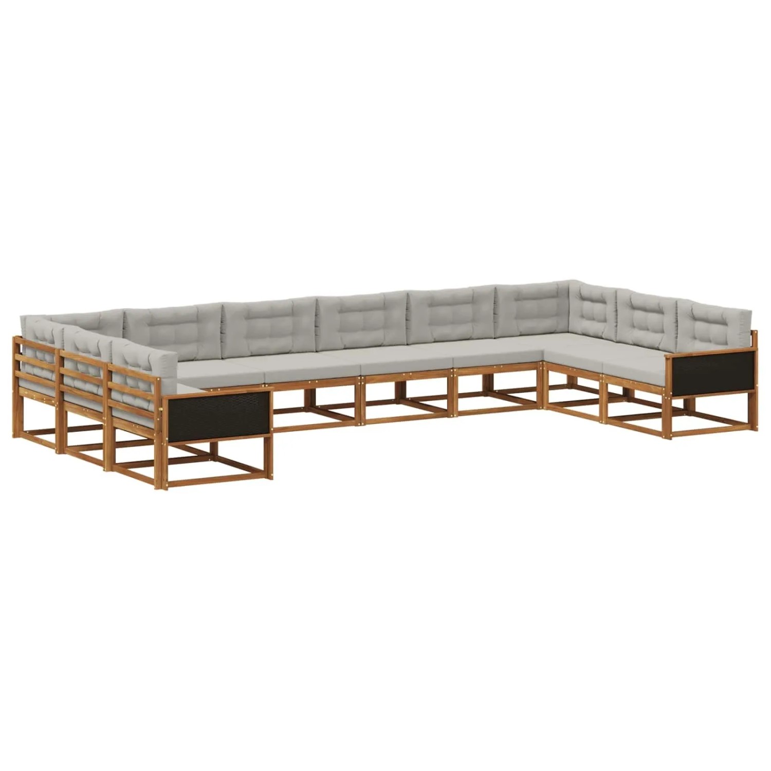 vidaXL Outdoor-Sofagarnitur mit Kissen 10 Stk Natur und Hellgrau 3382914