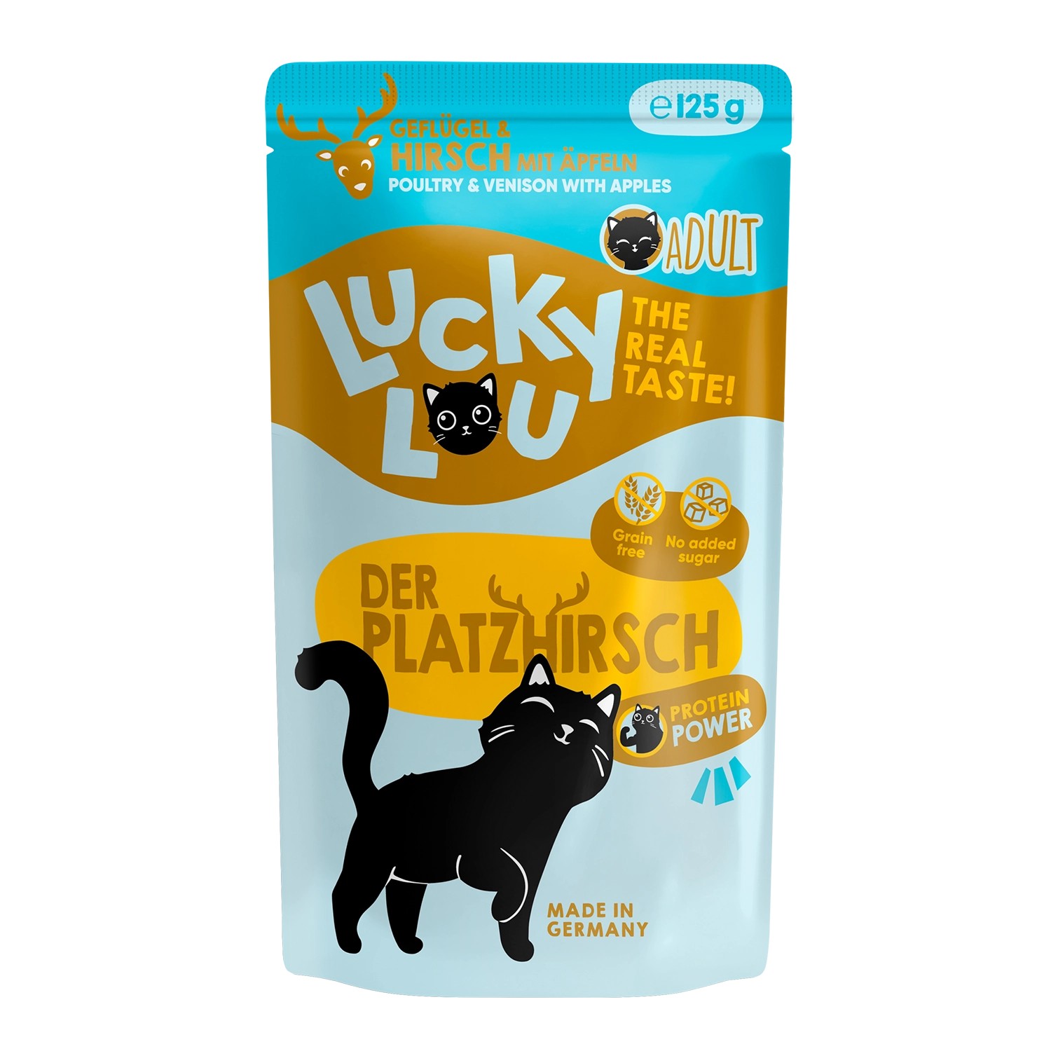 Lucky Lou Katzen-Nassfutter Lifestage Adult Geflügel & Hirsch 125 g