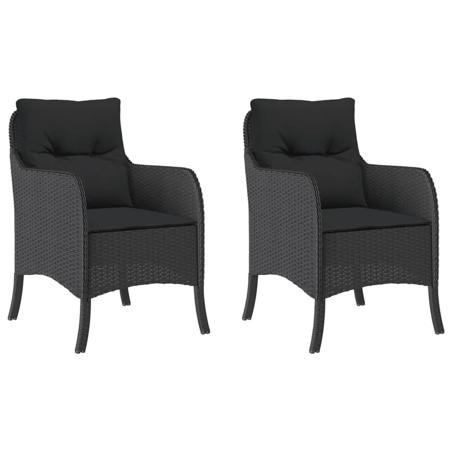Furnicato Gartenstuhl Schwarz Pe Rattan 58 5 X 67 X 86 Cm Mit Kissen