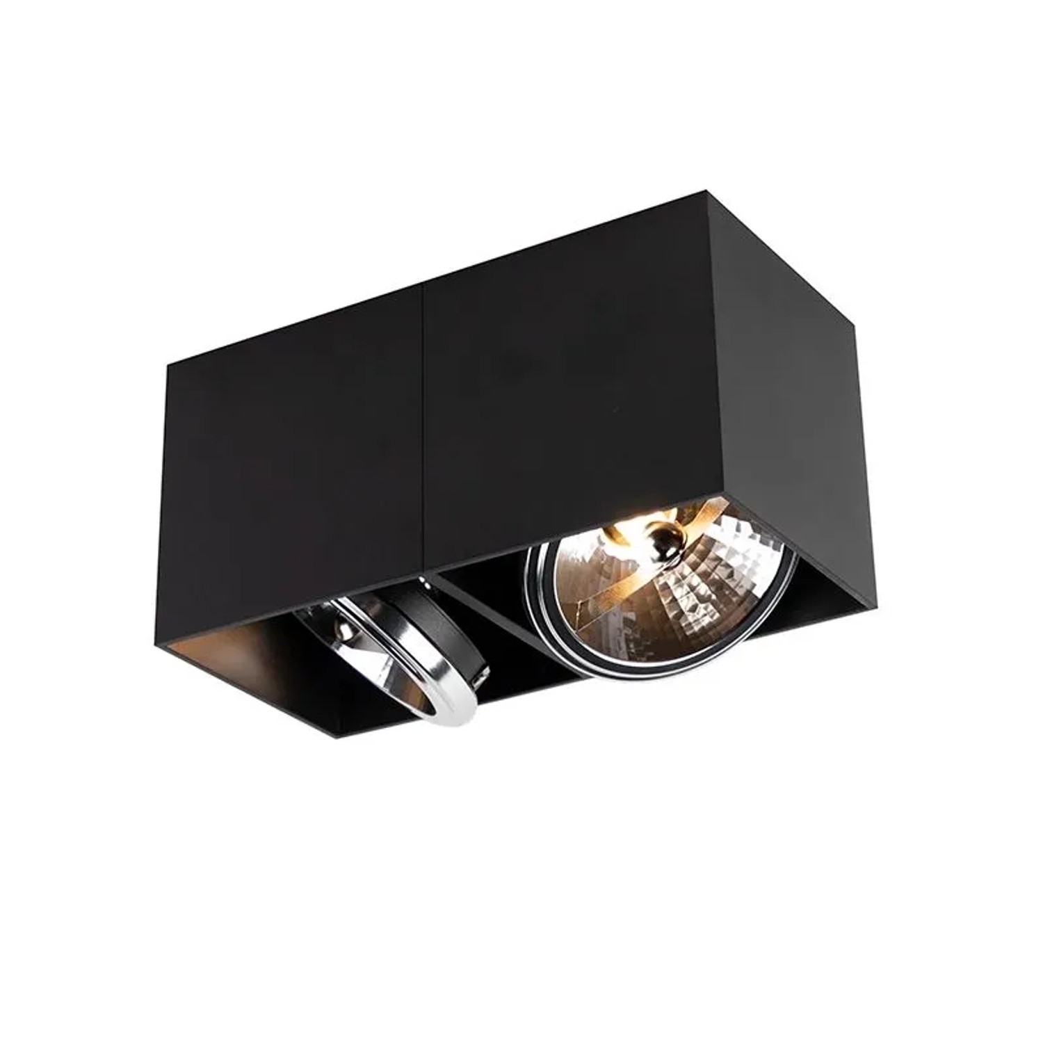 QAZQA Design Spot Schwarz Rechteckig 2 Flammig Box