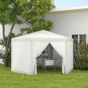 Outsunny Party-Zelt Metall Polyester Cremeweiß 394L x 341,2B x 250H cm