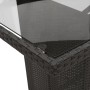 Detailansicht: Schwarzer vidaXL Gartentisch mit Glasplatte und Poly Rattan Umrandung. Gartenmöbel.