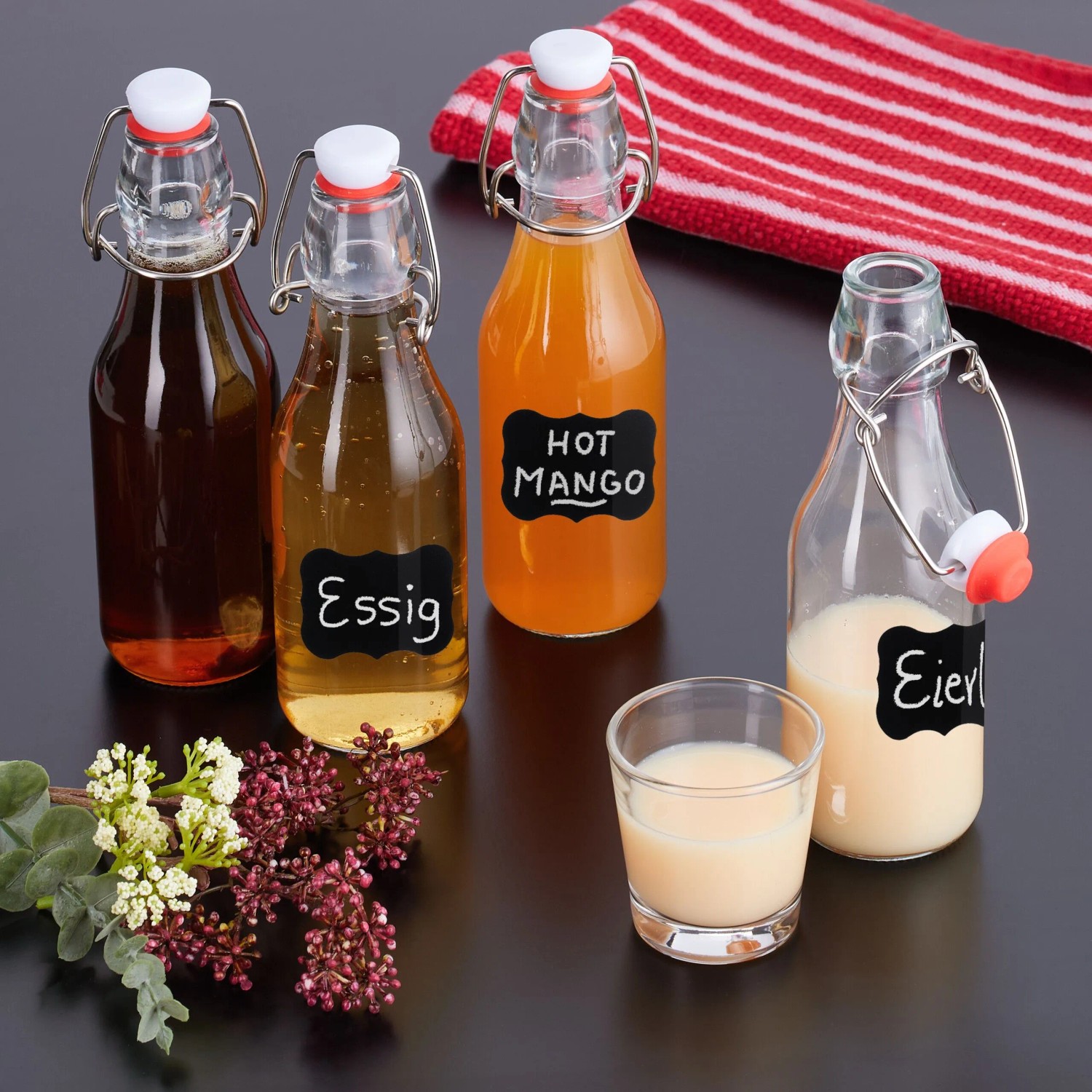 Relaxdays Bügelflaschen 6er Set Glas Transparent Luftdicht 19,5 cm x 6 cm 250 ml_2