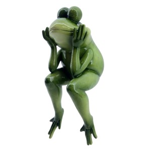 Grüner Dekofrosch als Kantenhocker, 29 cm, für die Gartendekoration.