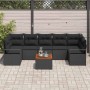 Schwarzes 8-teiliges vidaXL Garten-Sofa-Set aus Rattan mit Tisch für Terrasse und Garten.