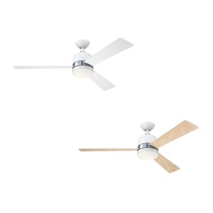 WESTINGHOUSE Deckenventilator Tristan, 132 cm, weiß, mit Beleuchtung und Ahorn-Flügeln.