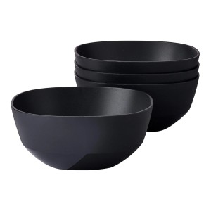 Mepal Silueta Schalen 750 ml, 4er Set, Nordic Black. Geschirr-Set, spülmaschinenfest, mikrowellengeeignet.