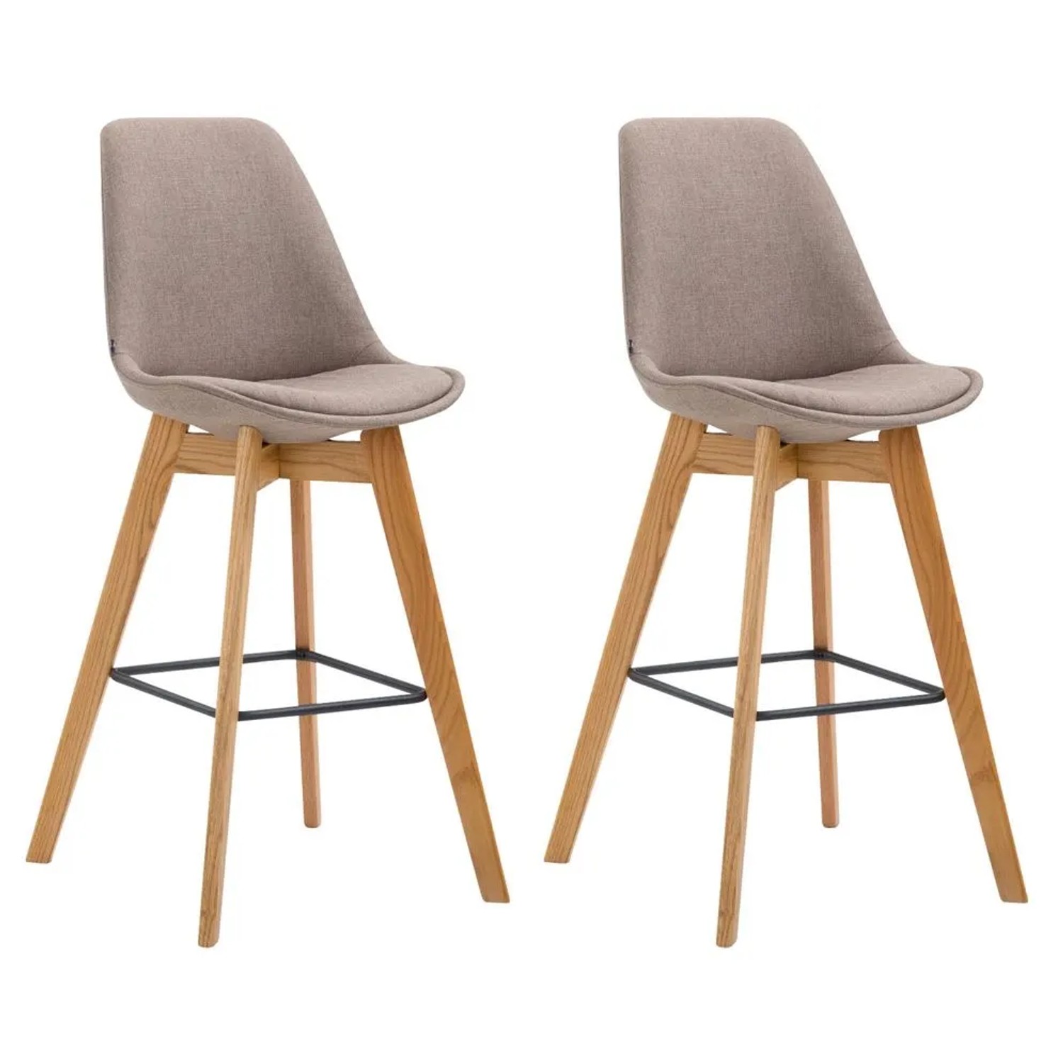 DELUKE 2er Set Barhocker GIKAR Stoff Taupe 48x56x112cm Barstuhl Mit Lehne Tresenhocker Tresenstuhl