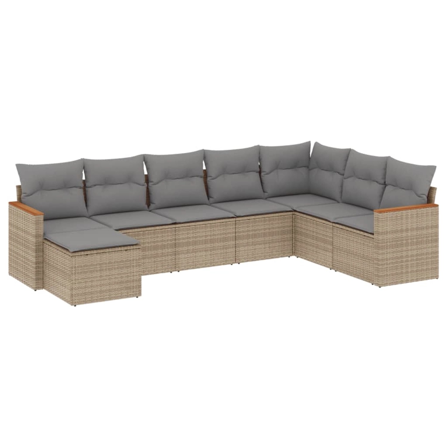 vidaXL 8-Tlg Garten-Sofagarnitur mit Kissen Beige Poly Rattan 3226248