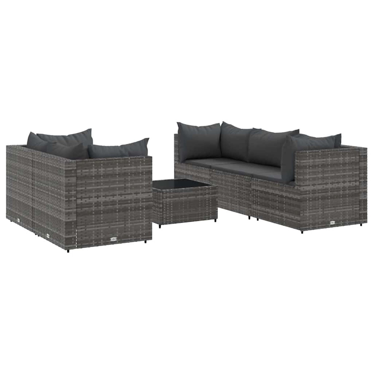 vidaXL 6-Tlg Garten-Lounge-Set mit Kissen Grau Poly Rattan 3308018 günstig online kaufen