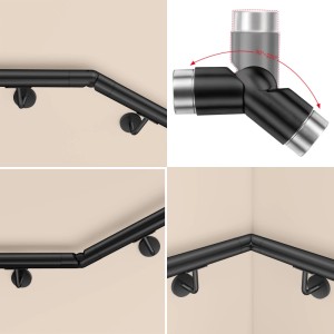 Duschparadies Handlaufverbinder Edelstahl 304 Verstellbar Schwarz für Handläufe und Rohre