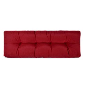 Rotes, gestepptes Beautissu Paletten-Rückenkissen 120x40cm. Komfortables Kissen für Gartenmöbel und Sitzauflagen.