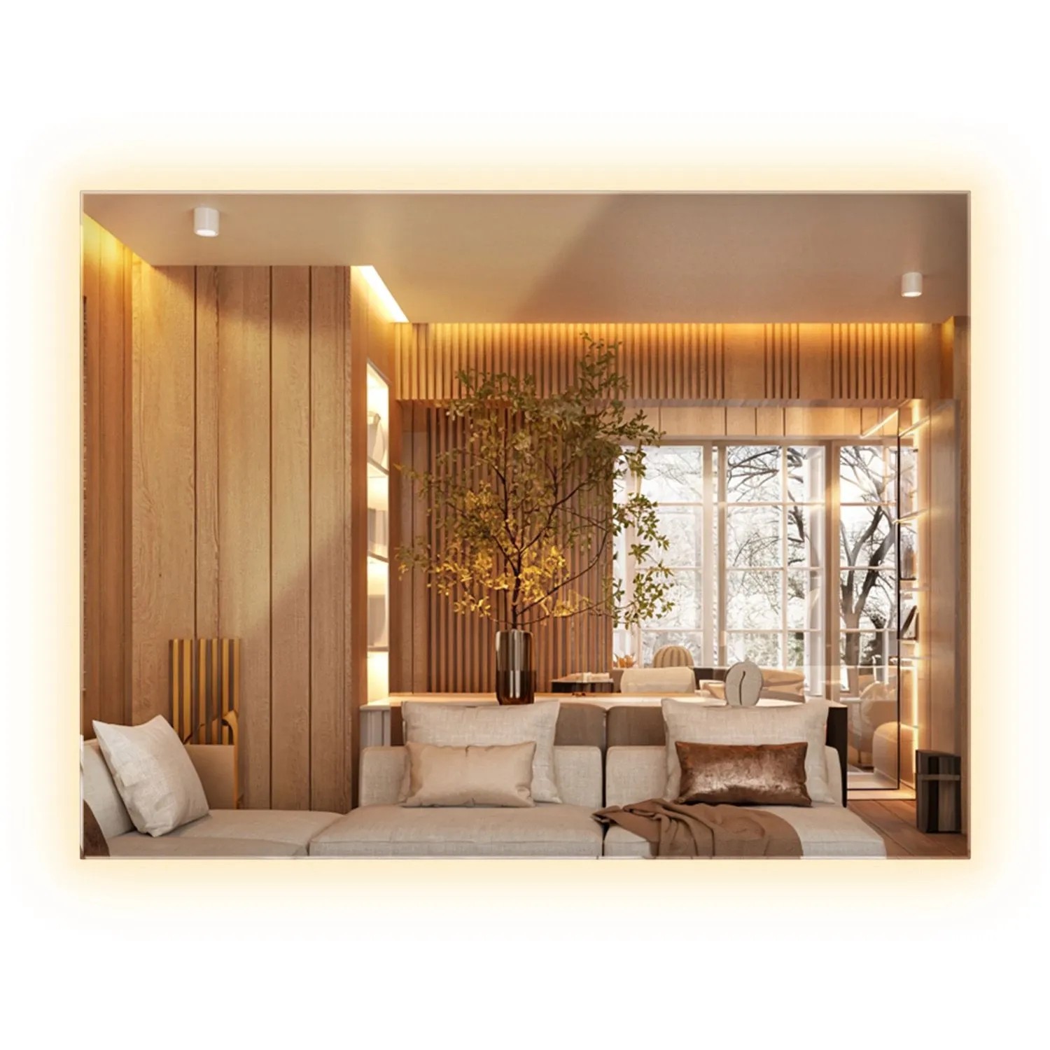 Wallfluent Spiegel Mit Licht 80x60 cm Rechteckige Form Mit Warmweiß 3000K Für Bad Wohnzimmer Und Flur