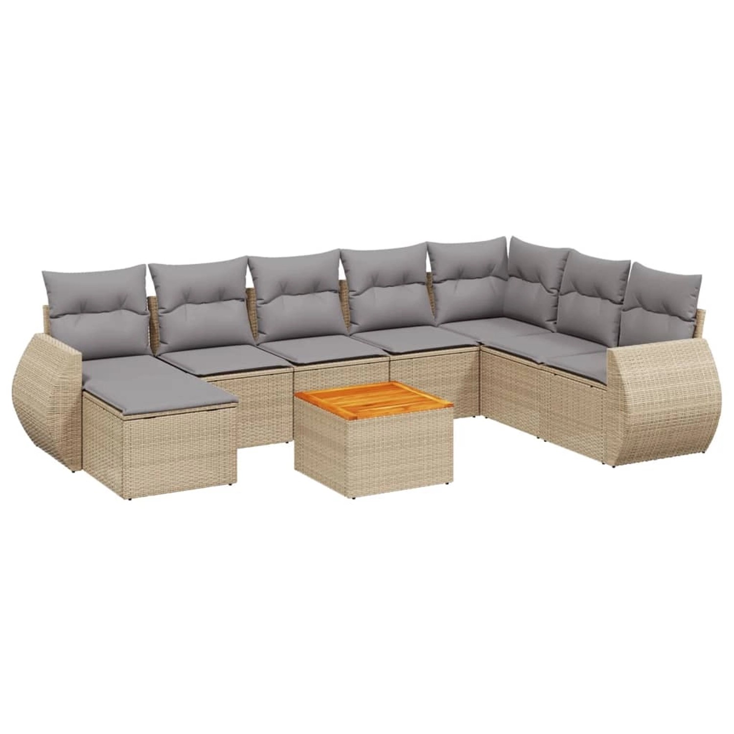 vidaXL 9-Tlg Garten-Sofagarnitur mit Kissen Beige Poly Rattan 3225142 günstig online kaufen