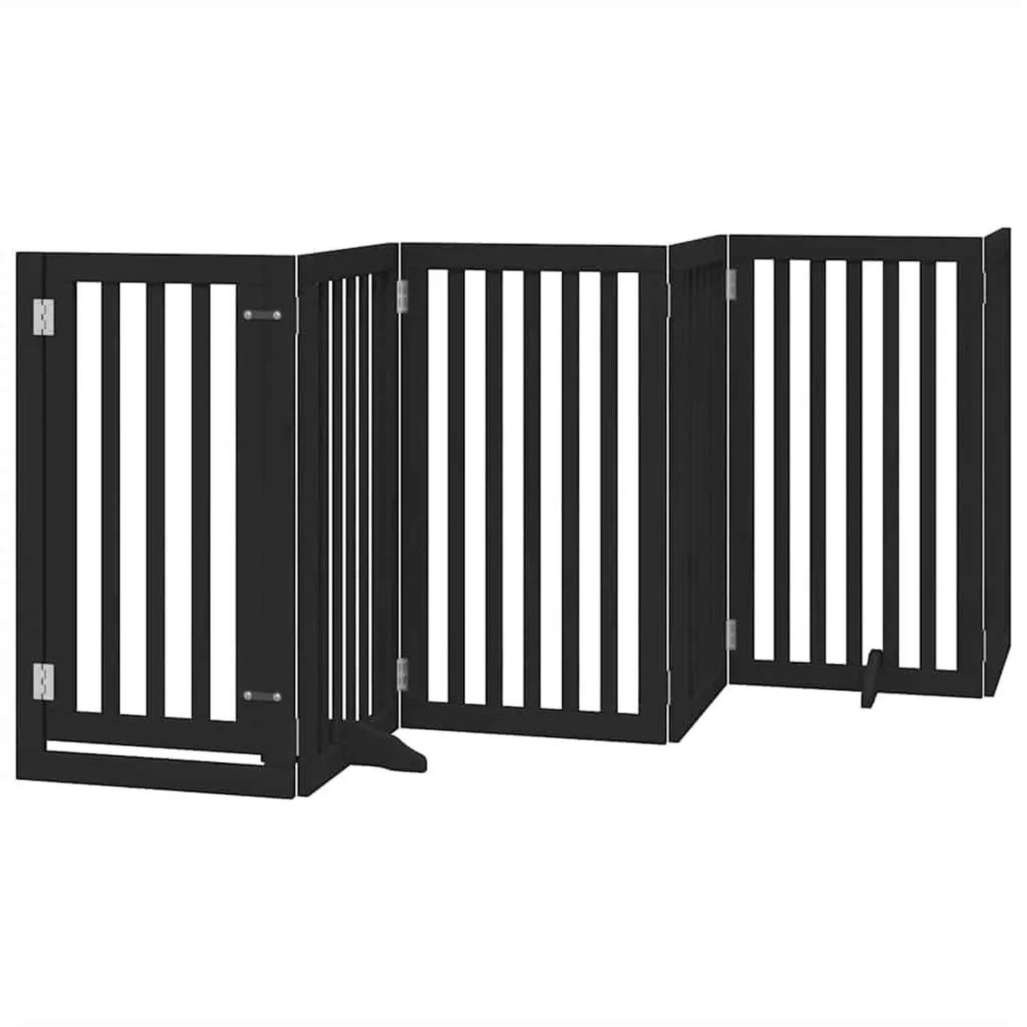 vidaXL 15 Tlg Hundetor mit Tür Faltbar Schwarz 750 cm Pappelholz 3155658
