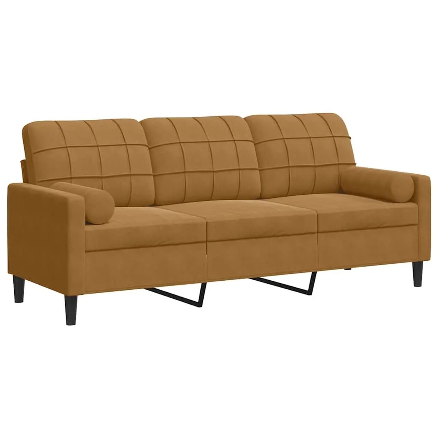 vidaXL 3-Sitzer-Sofa mit Zierkissen Braun 180 cm Samt 3278236 günstig online kaufen