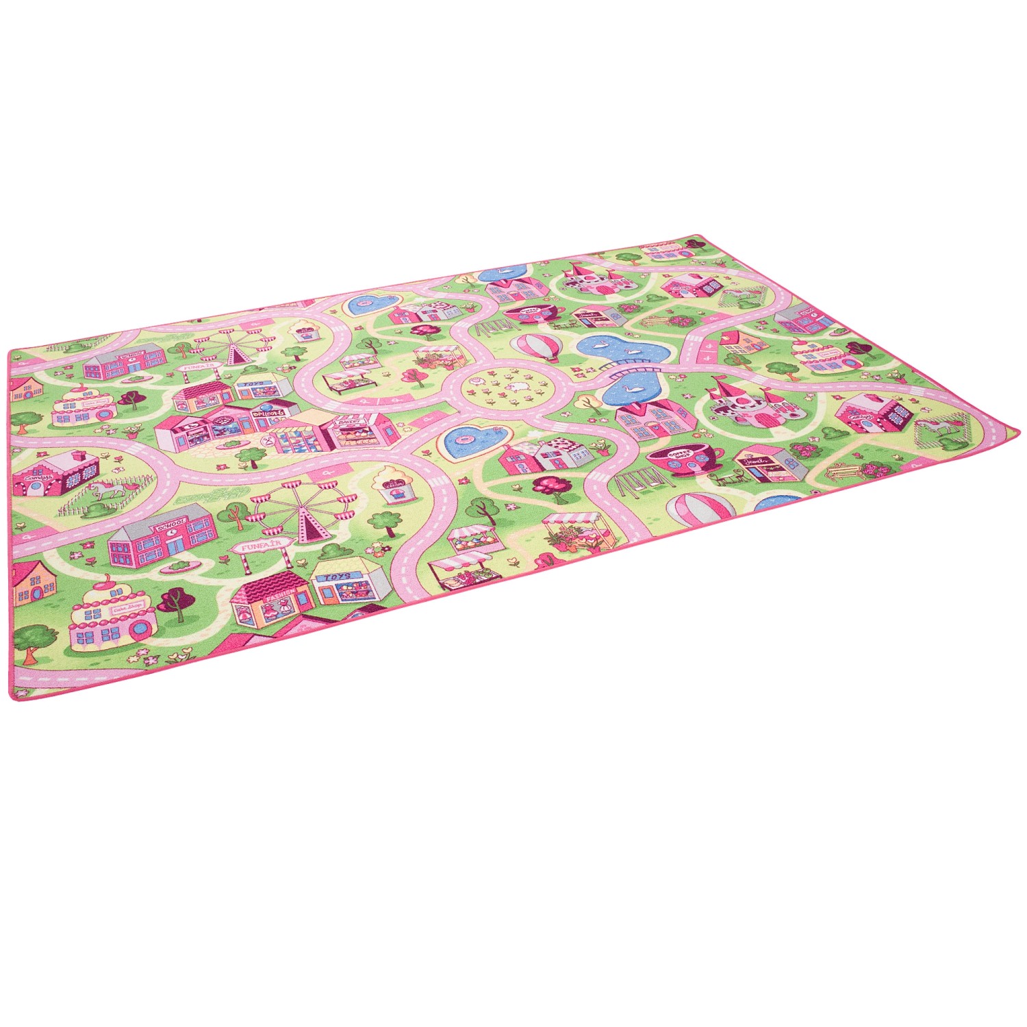 Snapstyle Kinder Spiel Teppich Girls Village Rosa 160x160cm günstig online kaufen