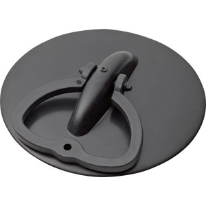 Schwarzer Gummistopfen (Ø 45,5 mm) für Waschbecken und Badewannen mit Überlauf.