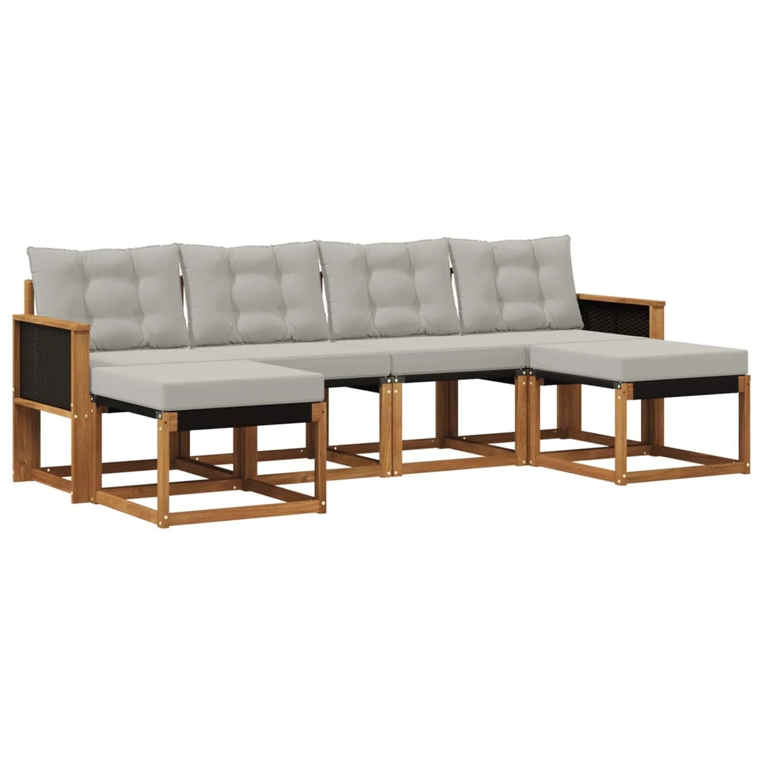 vidaXL Outdoor-Sofagarnitur mit Kissen 6 Stk Natur und Hellgrau 3382119