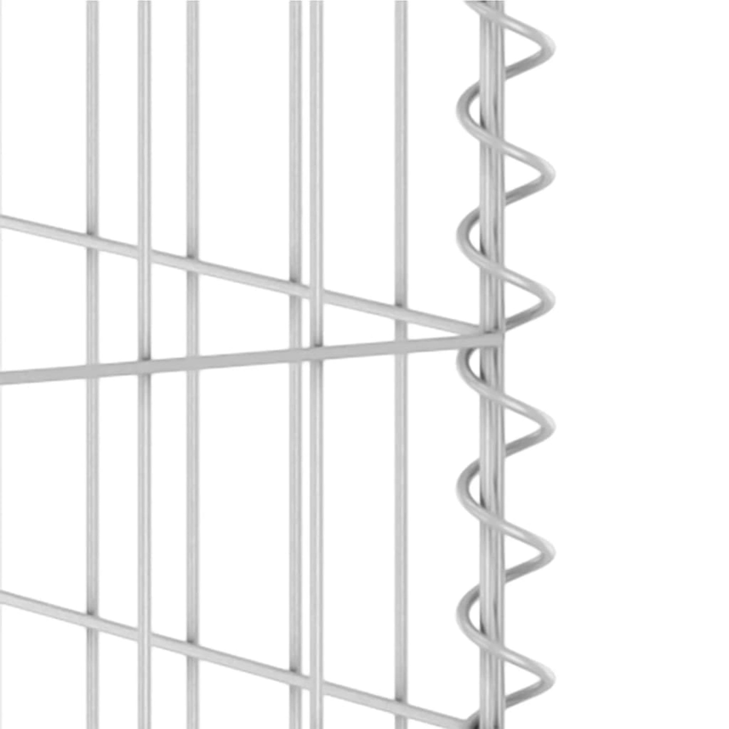 Detailansicht der Gabionenwand für Mülltonnen aus verzinktem Stahl.