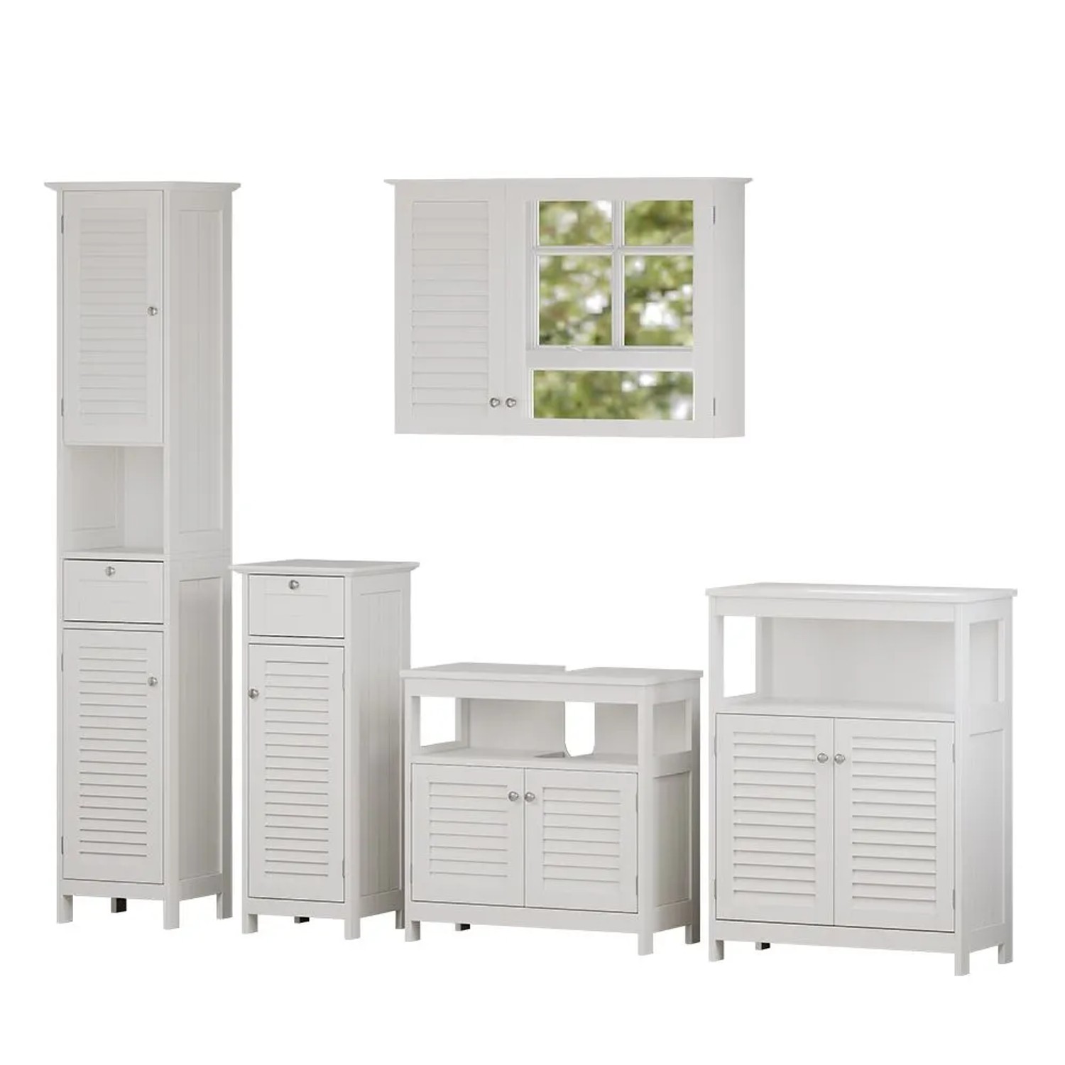 Vicco Badmöbel-Set Riad Weiß 60 x 60 5-teilig