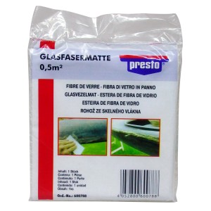 Presto Glasfasermatte 0,5 m² für Lack- und Karosseriereparaturen im transparenten Beutel.