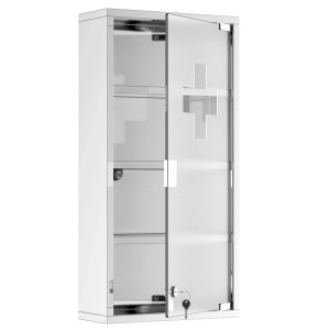HOMCOM Medizinschrank Arzneischrank mit Schloss Edelstahl 30 x 12 x 60 cm