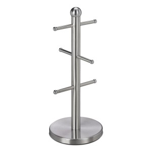 Relaxdays Tassenhalter Edelstahl Silber Rutschfest für 6 Tassen 37 cm x 15 cm 0,5 kg