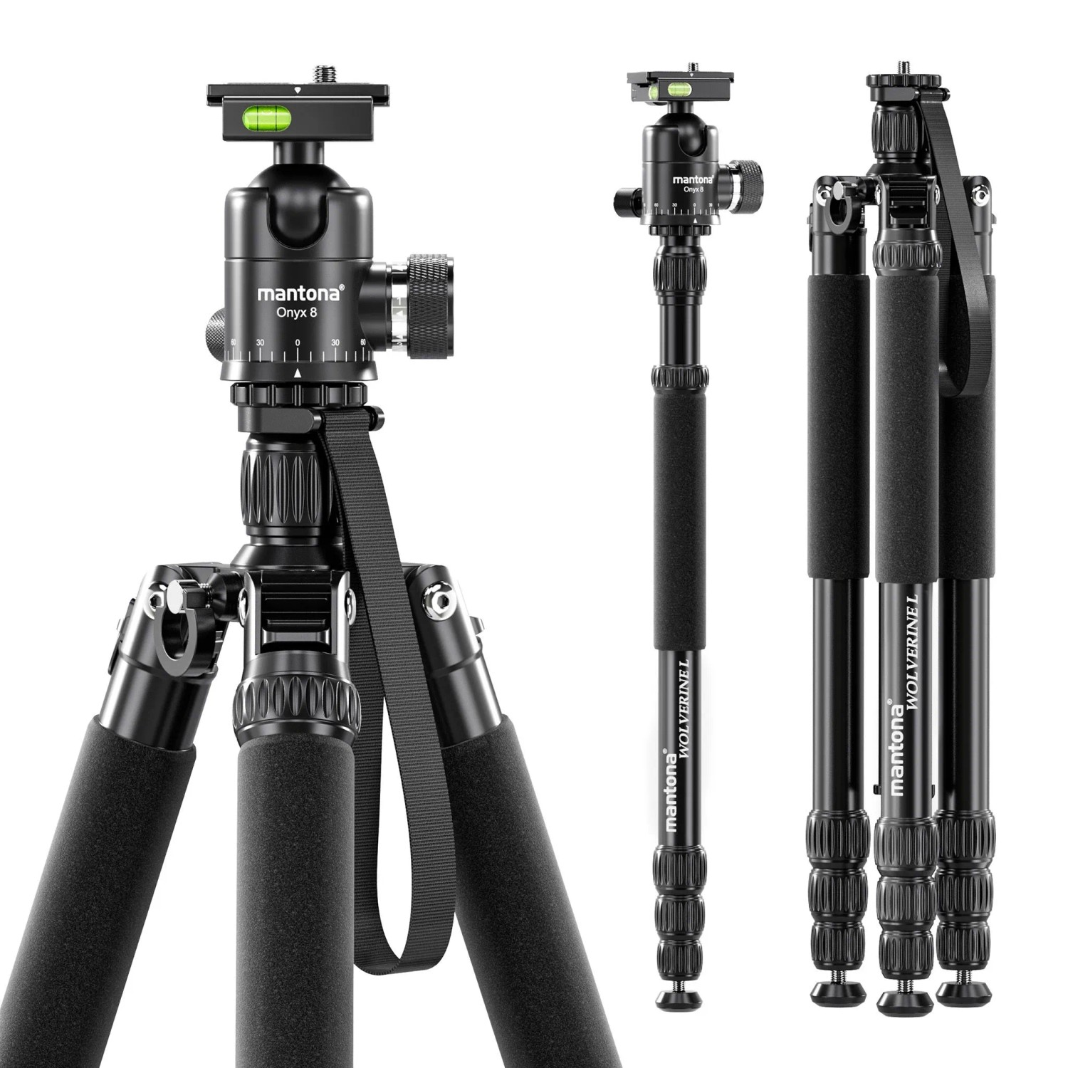 Mantona Wolverine L 284 + Onyx 8 Kugelkopf Set Stativkopf Fotostativ Aluminium