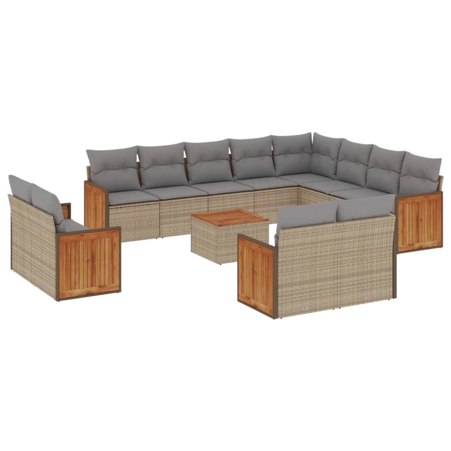 vidaXL 13-Tlg Garten-Sofagarnitur mit Kissen Beige Poly Rattan 3228201 günstig online kaufen