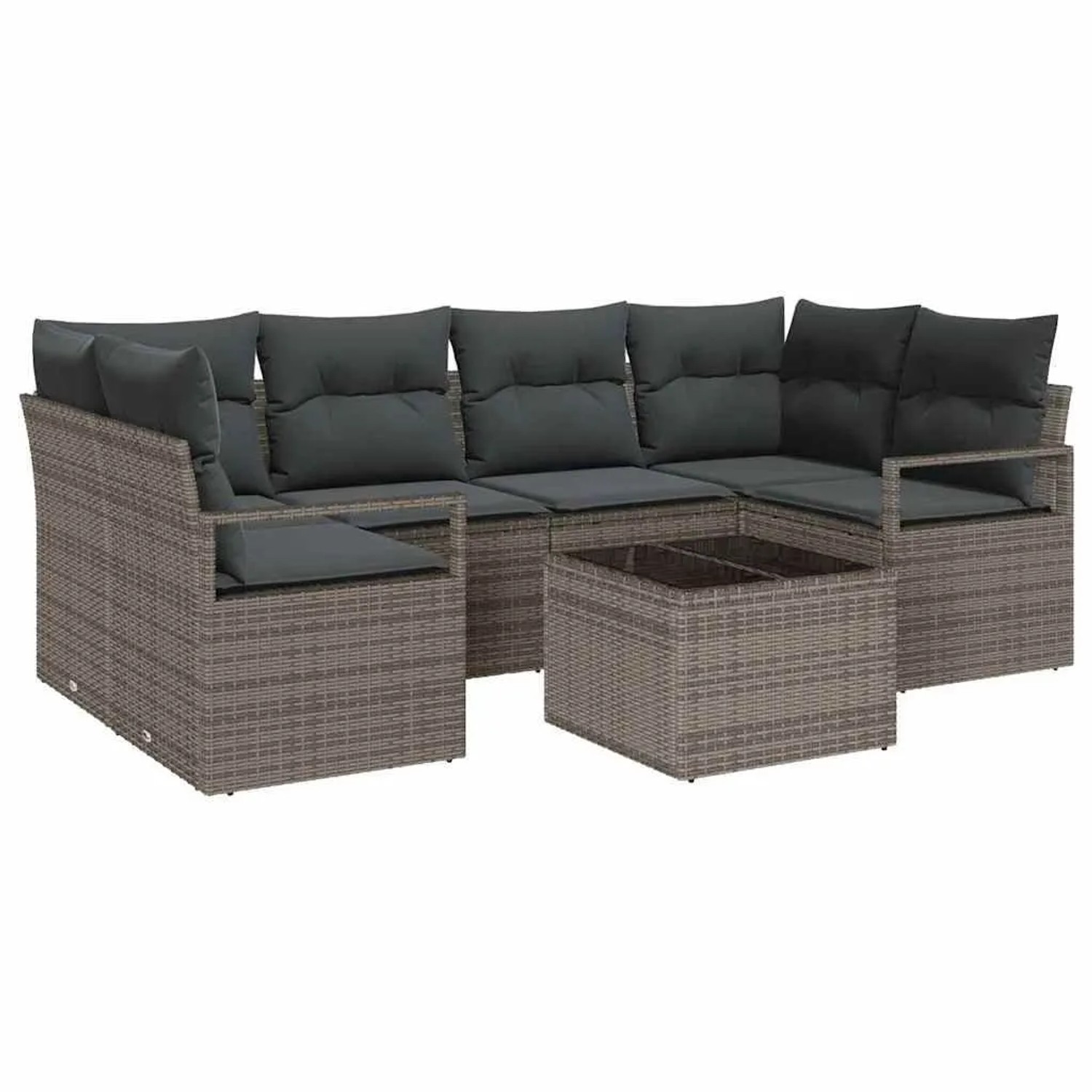 vidaXL Sofa Set mit Kissen 7-Tlg Grau Poly-Rattan 3346279 günstig online kaufen