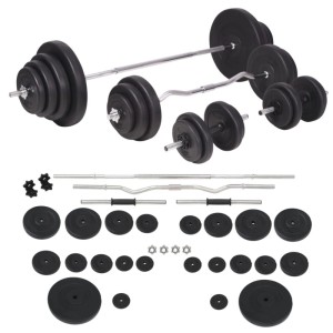 vidaXL Langhantel und Kurzhantelset 120 kg 91406