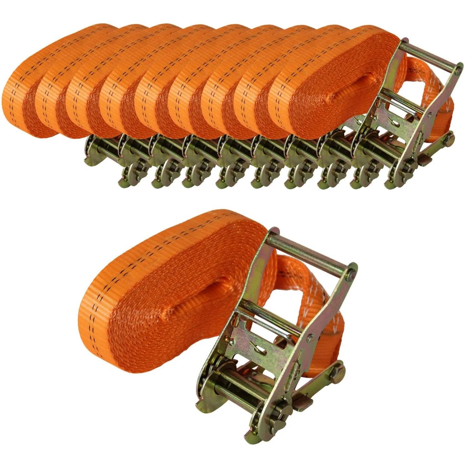 TRUTZHOLM 10x Profi Ratschen Spanngurt 1 Teilig 6m 2t  2000kg TÜV GS Orange