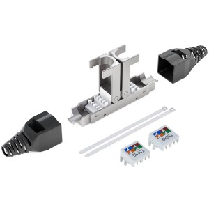 hb-digital CAT 7 Netzwerk Verbinder mit Knickschutz und LSA-Technik, werkzeuglose Montage.