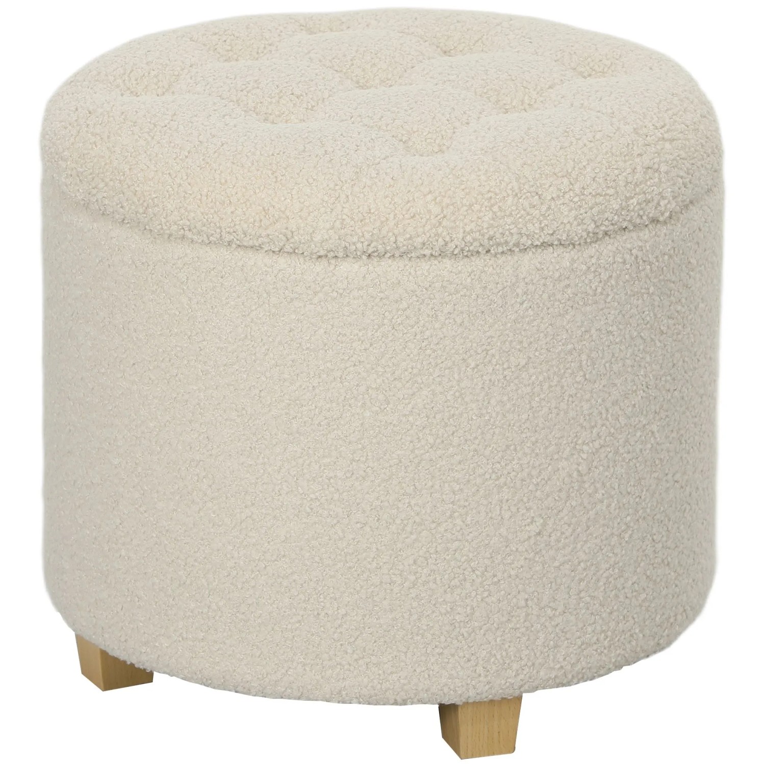 HOMCOM Storage Ottoman Polyester Ø45 x 41H cm Cremeweiß