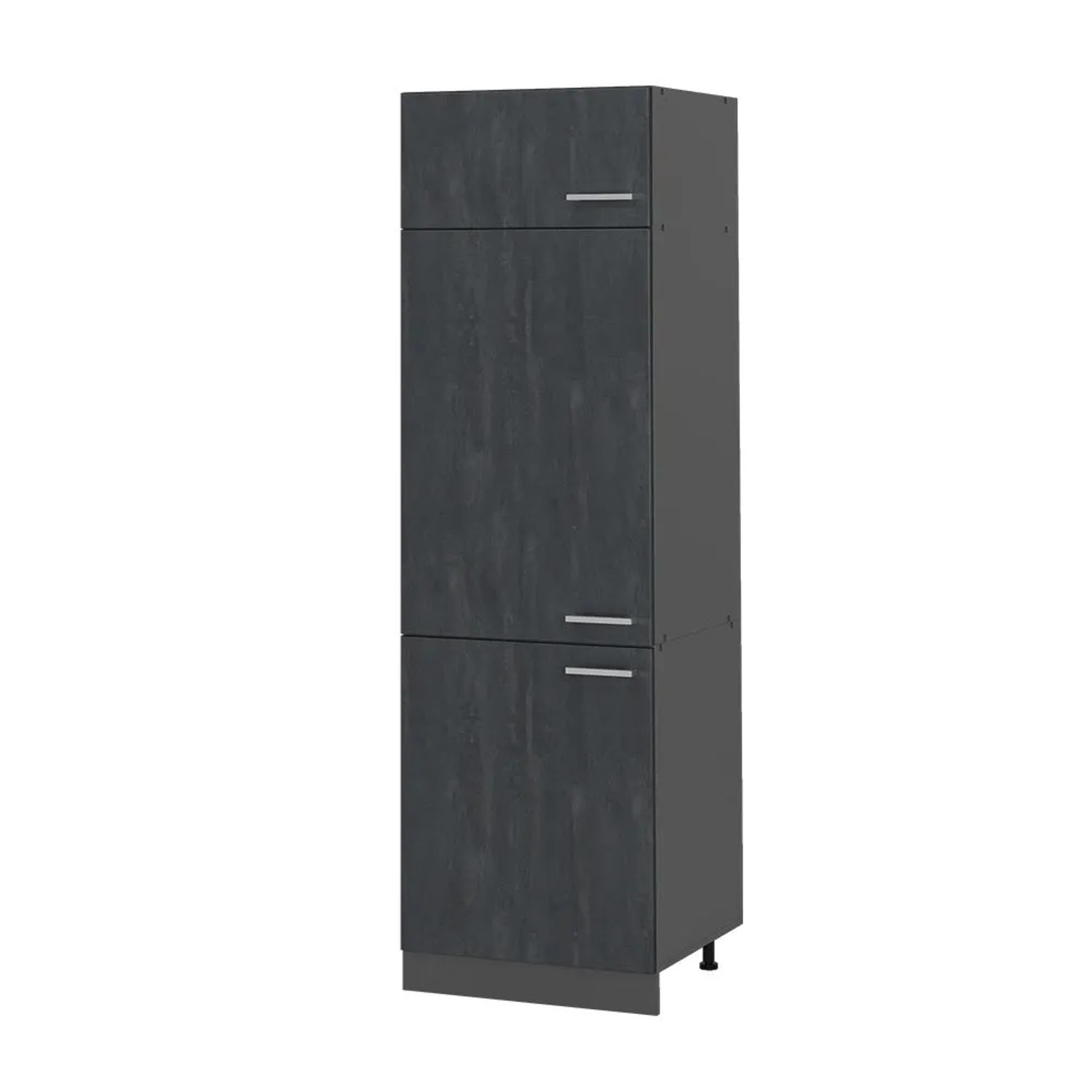 Vicco Kühlumbauschrank R-Line Hochschrank für die Küche Schwarz Beton Anthrazit 60 cm
