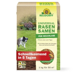 Neudorff Universal-Rasensamen, 1 kg Packung für dichten, schnellkeimenden Rasen.