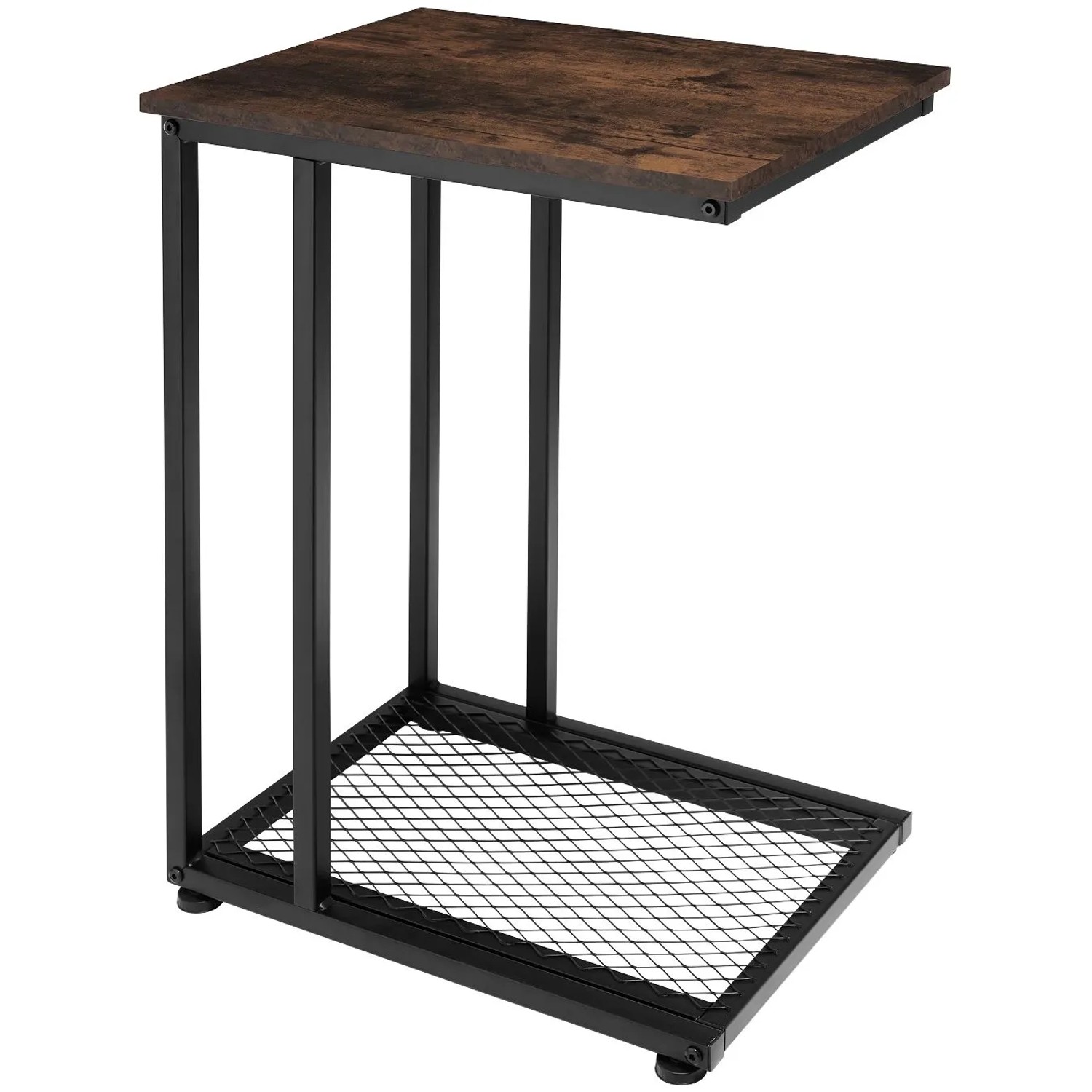 Tectake Beistelltisch Eton Industrial Style Holz und Stahl  48 x 35 x 66 cm Industrial Holz Dunkel  Rustikal