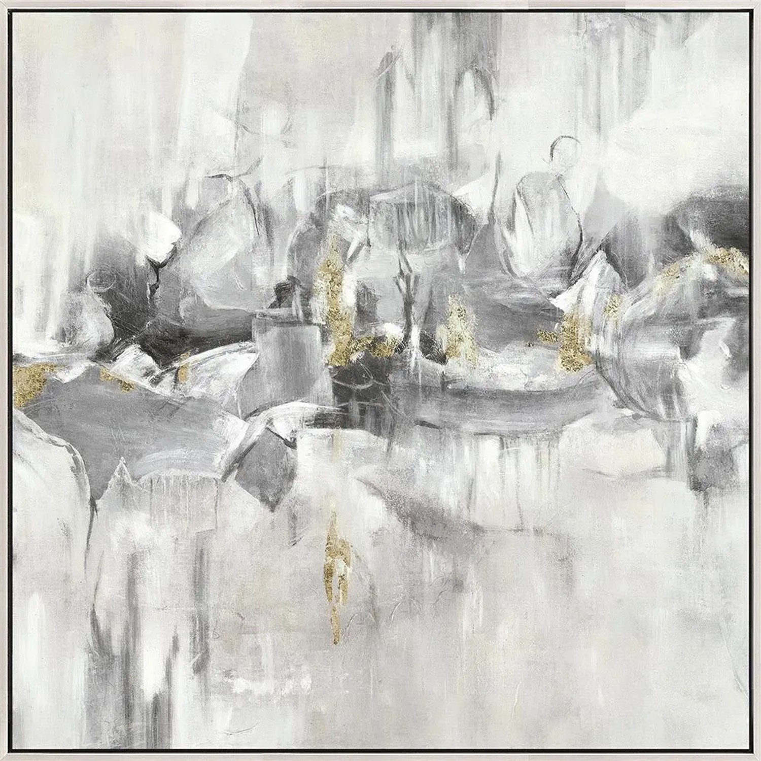 Art Universe Leinwandbild Moderne Farbmelodie in Blaugrau 70 x 70 cm