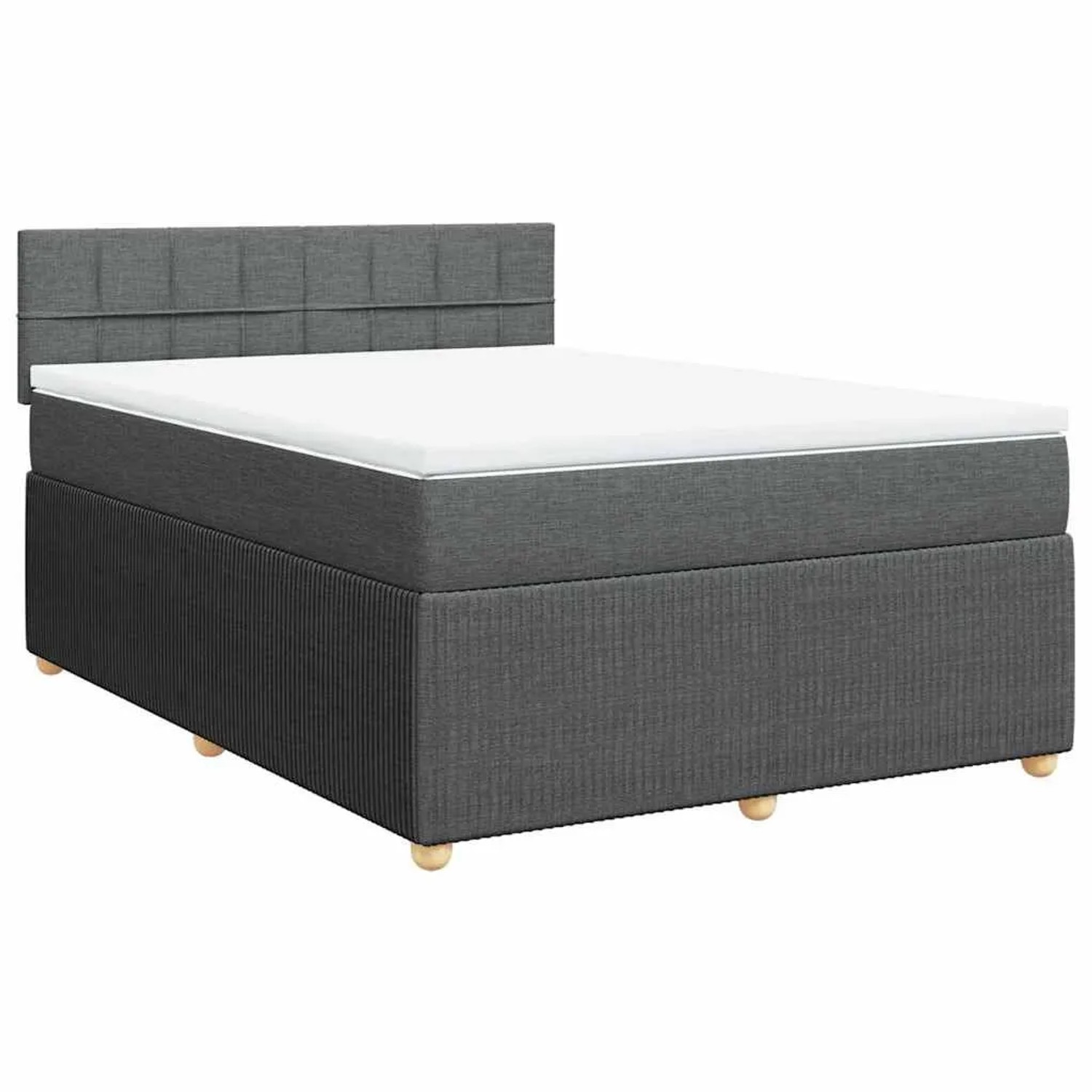 vidaXL Boxspringbett mit Matratze Dunkelgrau 160x200 cm Stoff 3289808
