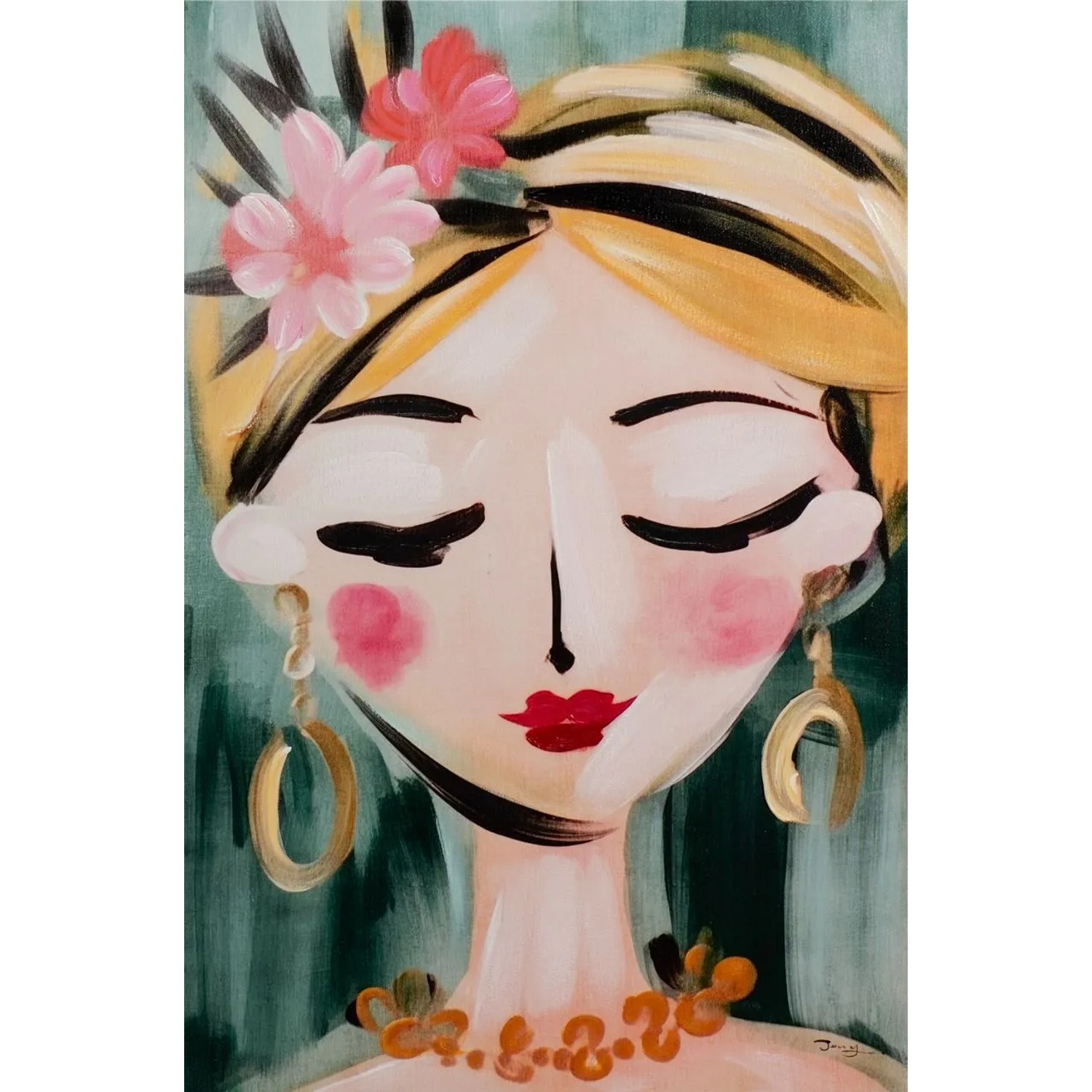 Art Universe Leinwandbild Naive Painting Flower Girl 60 x 90 cm