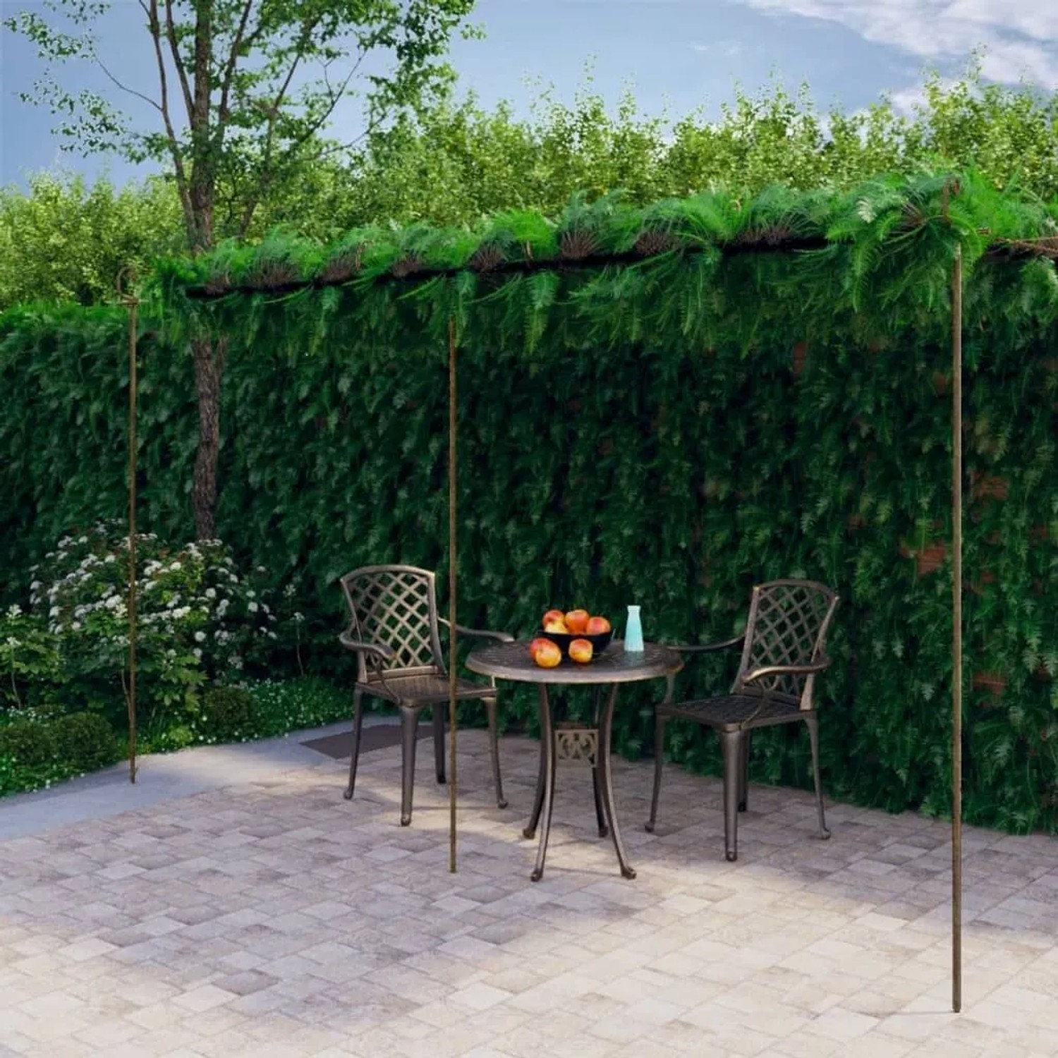 DELUKE Pergola Aus Eisen RITTO 6x3x2,5m Antik-Braun Rankhilfe Pergola Aus Metall Bausatz Freistehend Sonnenschutz Gartendeko Gartenpergola_2