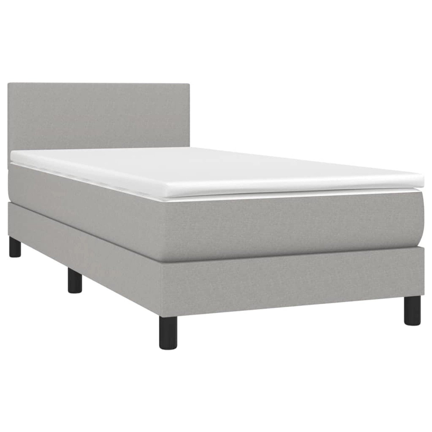 vidaXL Boxspringbett mit Matratze & LED Hellgrau 80x200 cm Stoff 3132949 günstig online kaufen