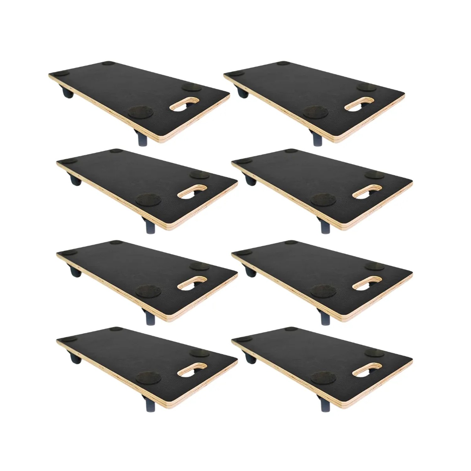 PROREGAL Mega Deal 8x Profi Transportroller mit 4 Rollen HxBxT 11,5 x 30 x 60 cm Traglast 200 kg Siebdruck Holzplatte Schwarz