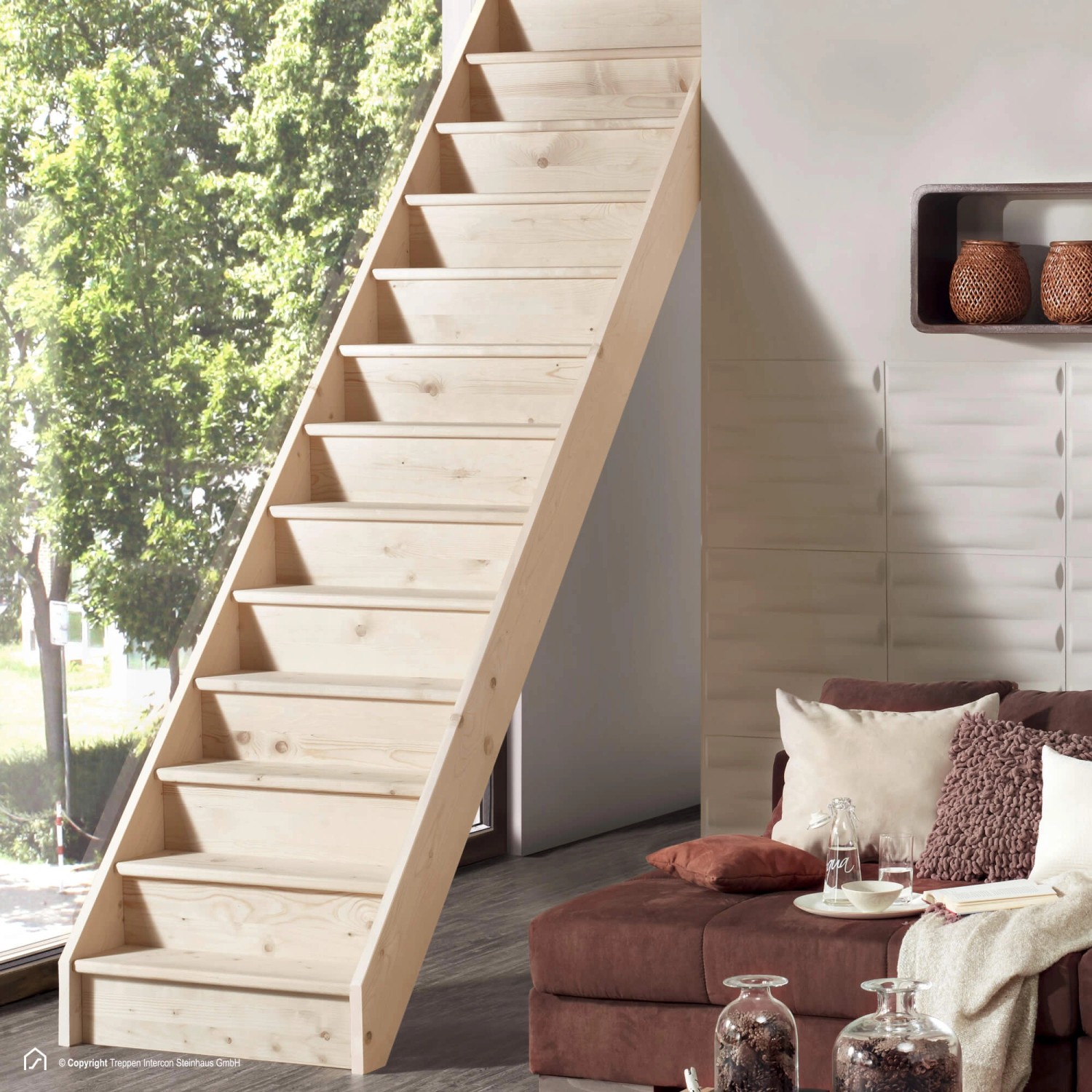Treppen Intercon Holztreppe Casablanca Raumspartreppe Fichte Massiv Naturbe günstig online kaufen